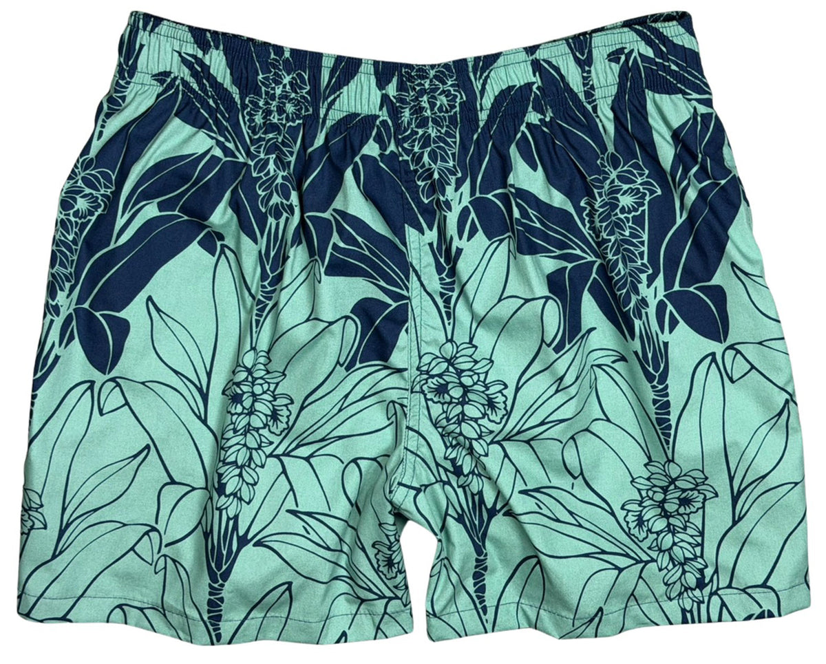 Blue Ginger WITH Mesh Brief | 100% Natural Cotton | M's ELASTIC Waist Swim Trunks | 3 Lengths
