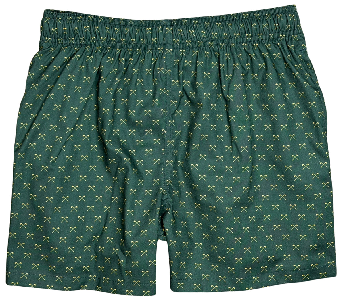 Crossed Fairways UNLINED | 100% Natural Cotton | M's ELASTIC Waist Swim Trunks | 3 Lengths
