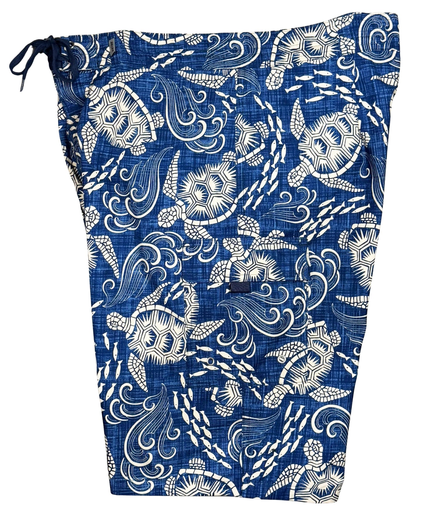 Honu | 100% Natural Cotton | M's NON-Elastic Waist Board Shorts | 3 Lengths | 3 COLORS