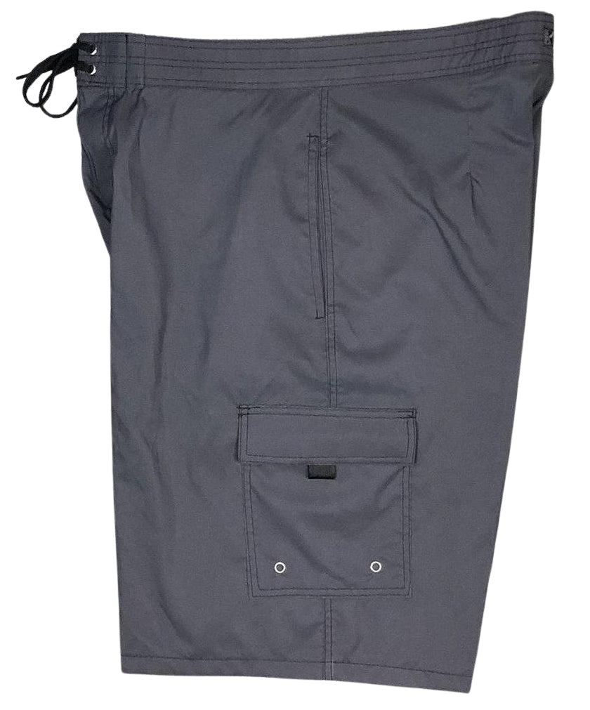 Pack Rat Solids | Quick-Dry Microfiber | M's NON-Elastic Waist Board Shorts | 3 Lengths