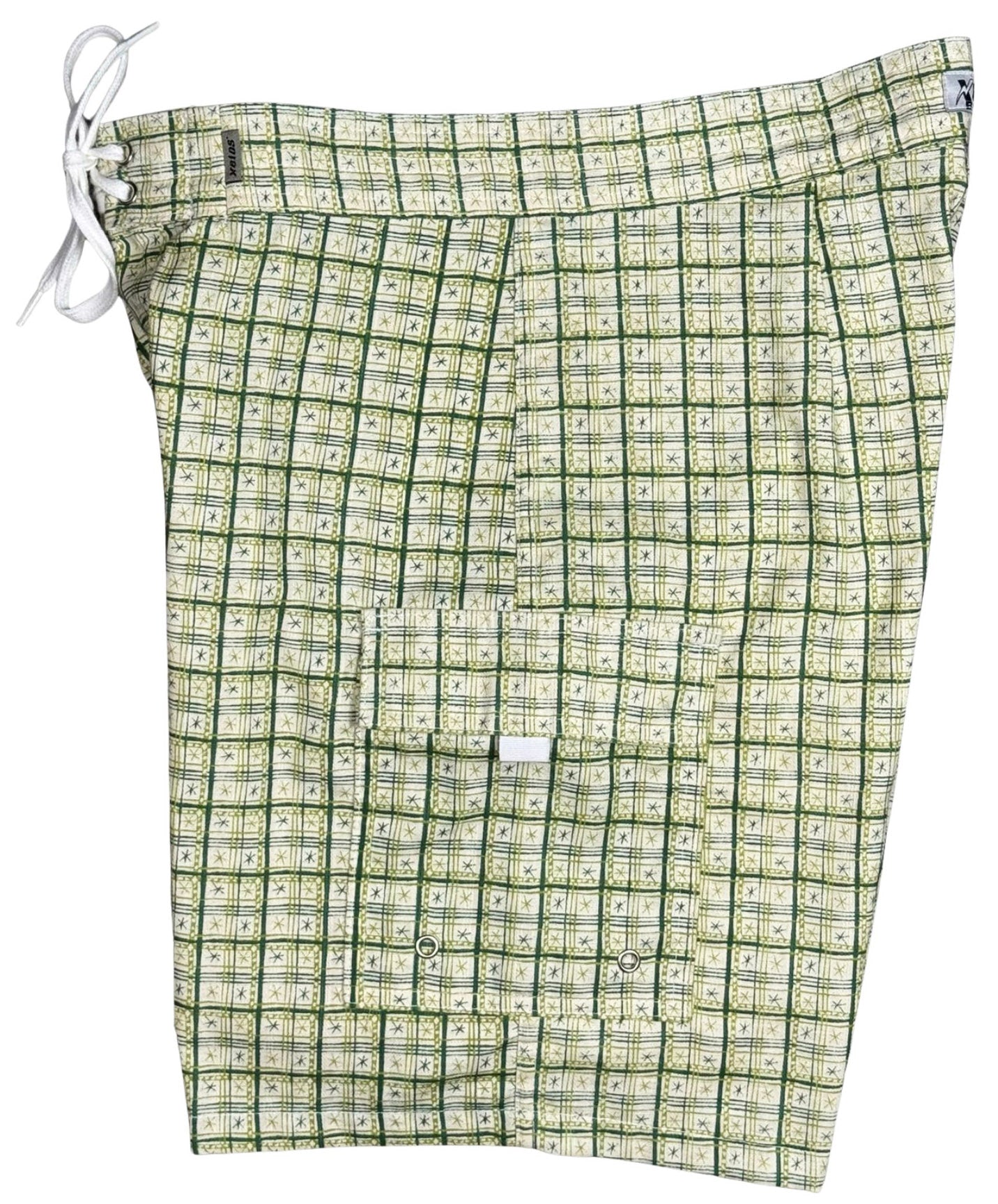 Jetson Plaid | 100% Natural Cotton | M's NON-Elastic Waist Board Shorts | 3 Lengths