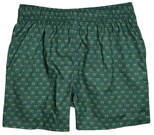 Crossed Fairways UNLINED | 100% Natural Cotton | M's ELASTIC Waist Swim Trunks | 3 Lengths