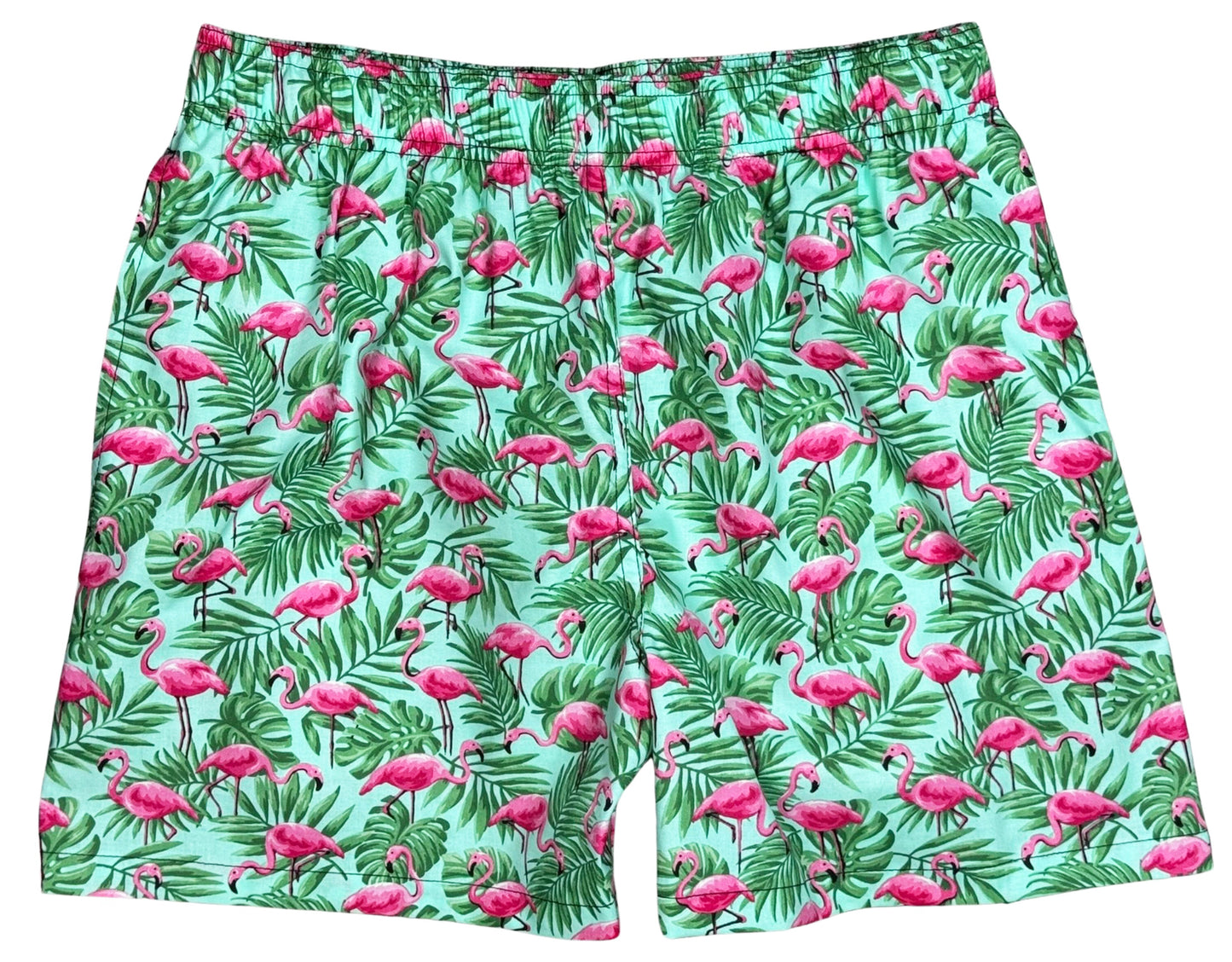 Flocking Paradise WITH Mesh Brief | 100% Natural Cotton | M's ELASTIC Waist Swim Trunks | 3 Lengths