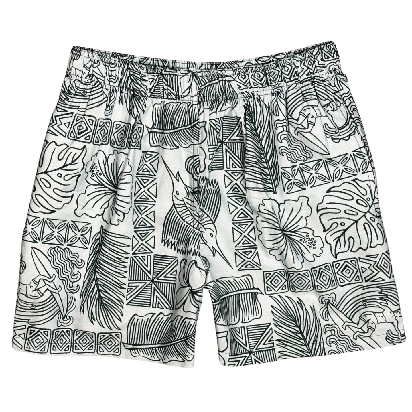 Dream Summer WITH Mesh Brief | 100% Natural Cotton | M's ELASTIC Waist Swim Trunks | 3 Lengths